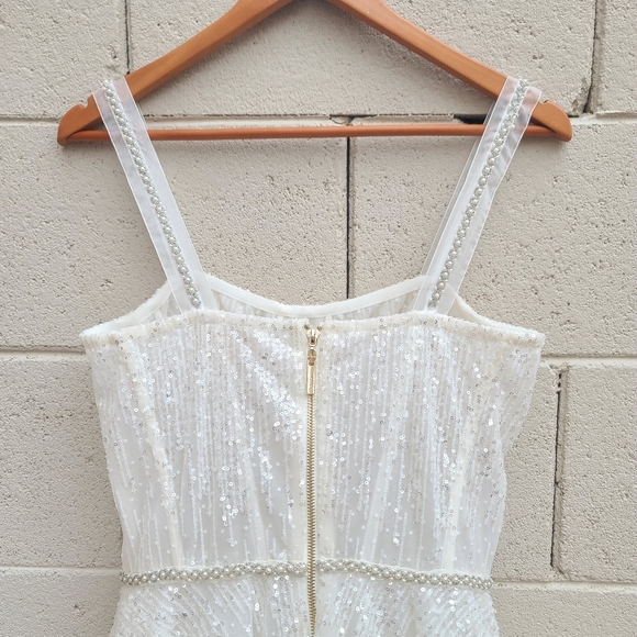 Bronx and Banco | Mademoiselle Bridal Sequin Sparkle Midi Dress Size Medium - Picture 11 of 16